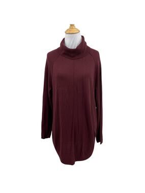 Caslon Sweater Womens S Small Burgundy‎ Wool Blend Turtleneck Oversized Tunic
